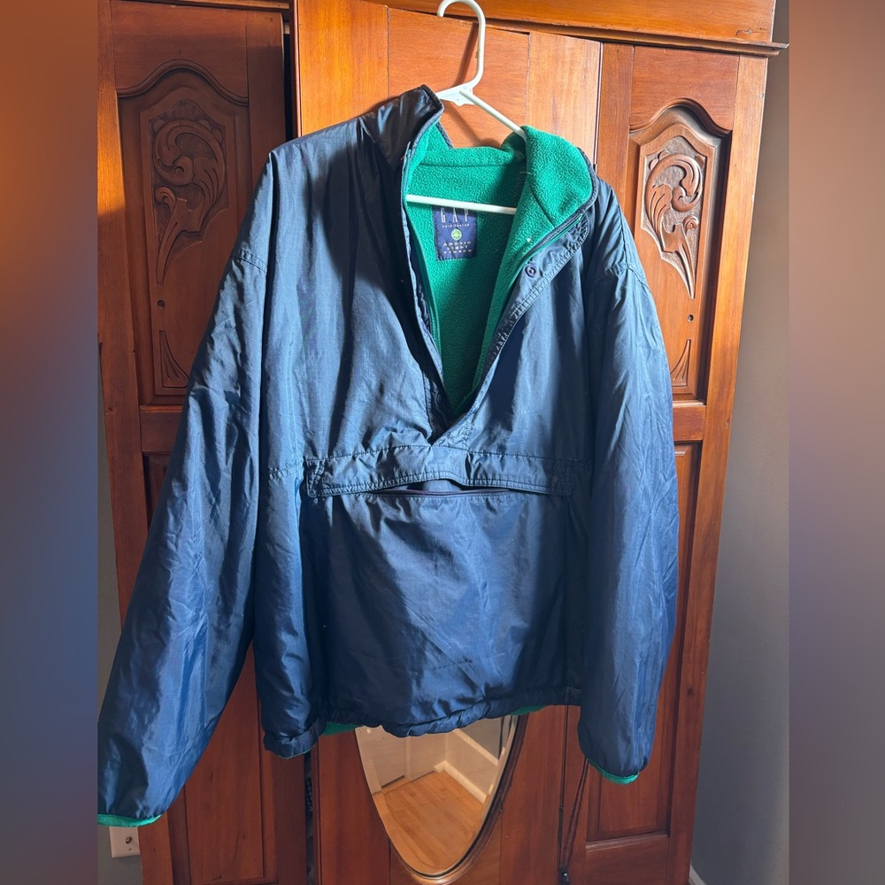 Vintage GAP Arctic Light Fleece Anorak Jacket – Navy & Green – Men’s Large